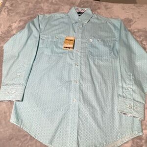 Wrangler Men's Aqua Button Down Shirt